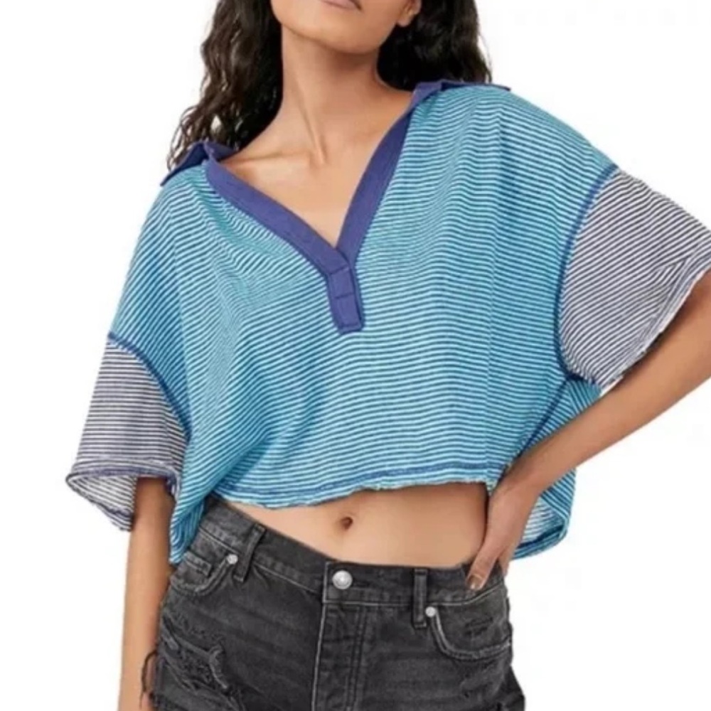 Free People On A Boat Polo Tee